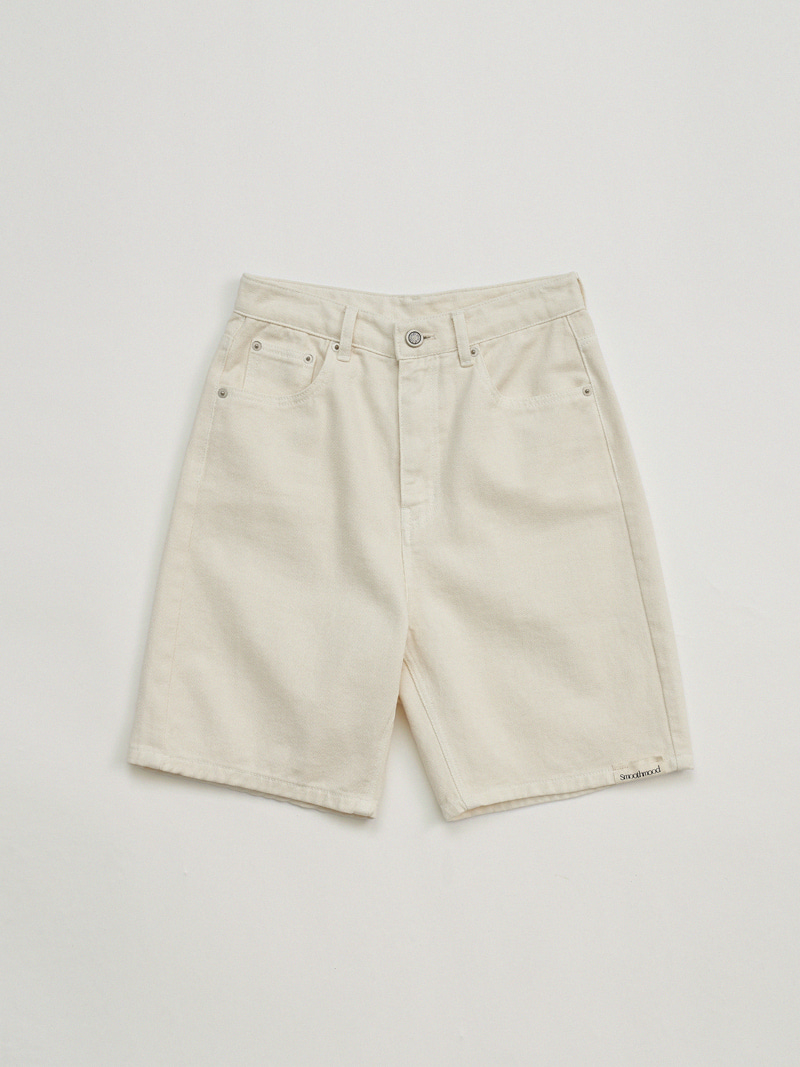 Denver Cotton Denim Shorts Cream
