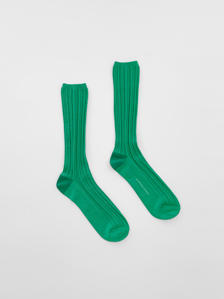 Irregular Ribbed Socks Emerald Green