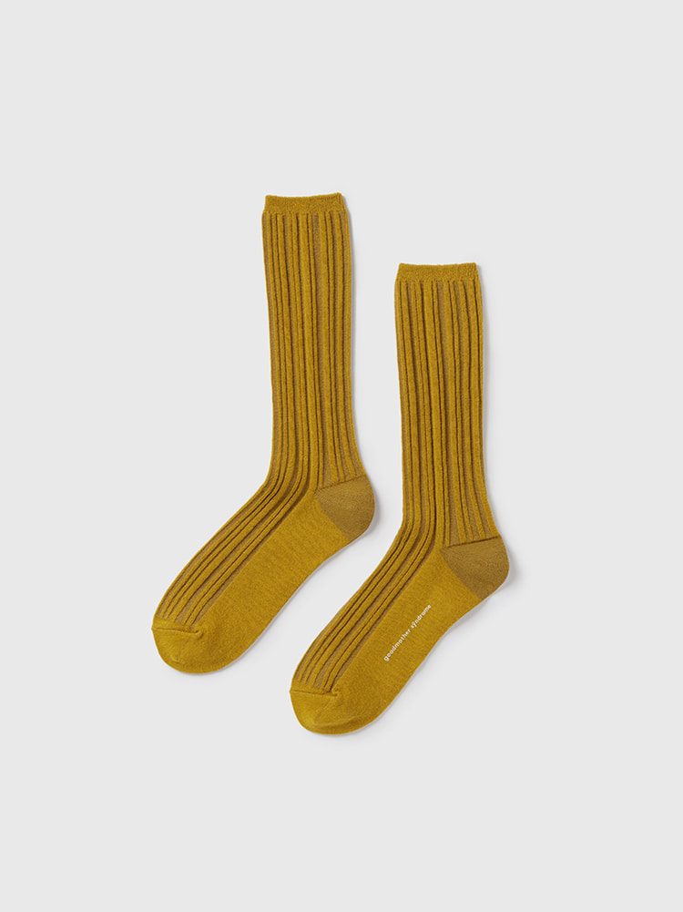 Irregular Ribbed Socks Olive Oil