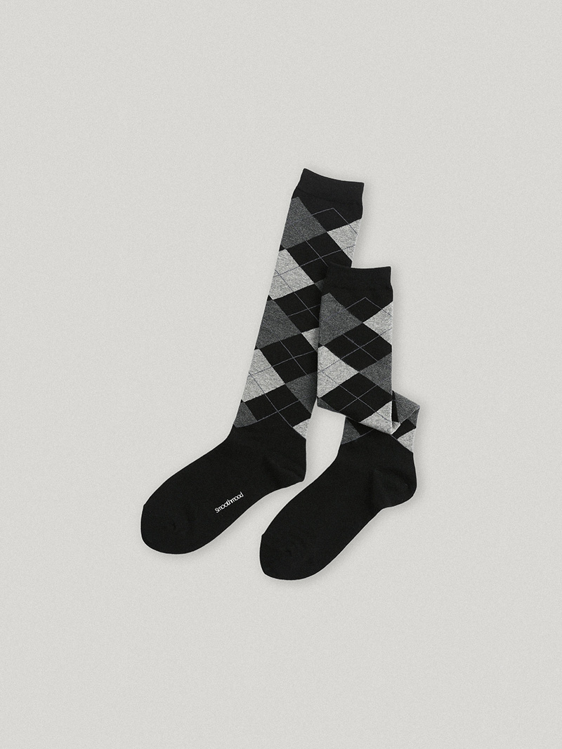 Scottish Argyle Knee Socks Black