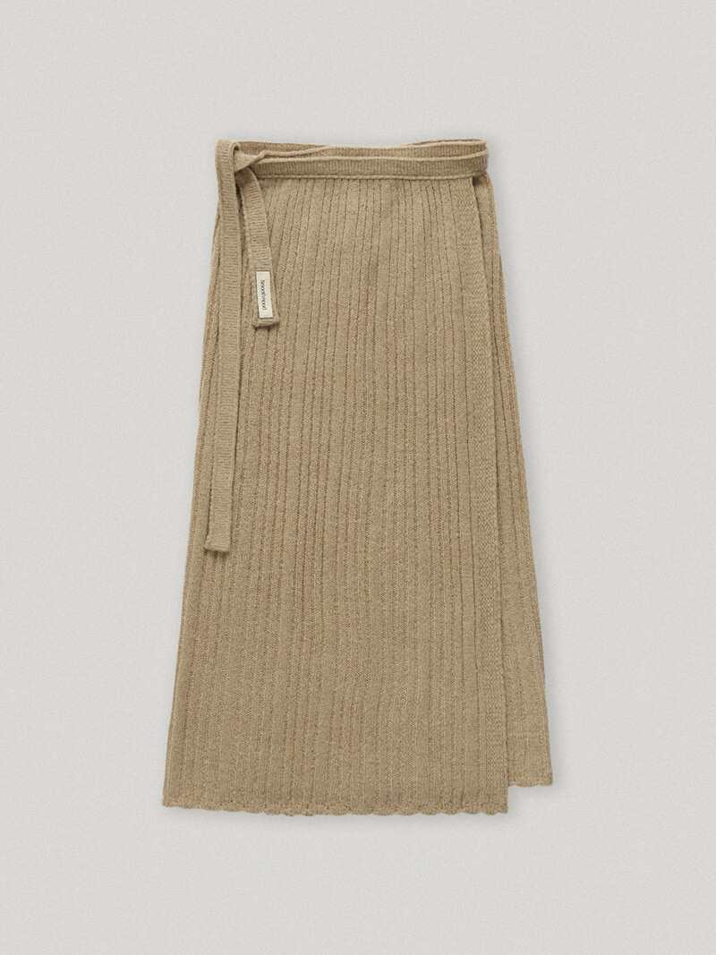 Healey Knit Wrap Skirt Beige