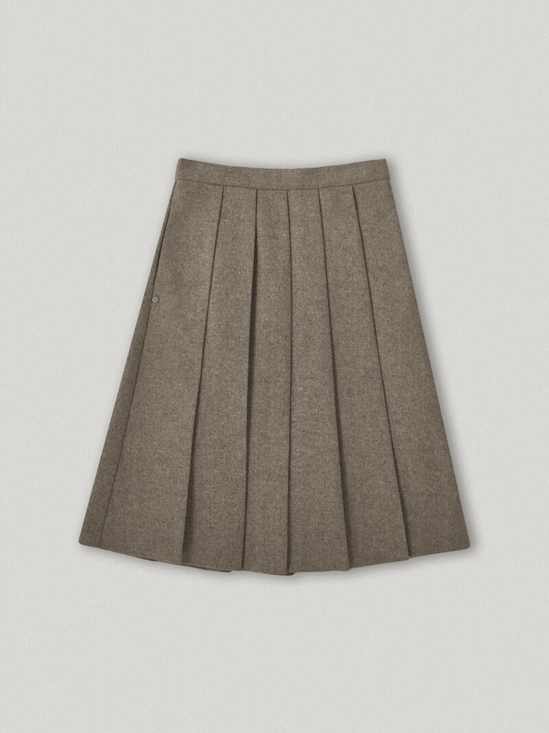 Meg Wool Pleats Skirt Beige